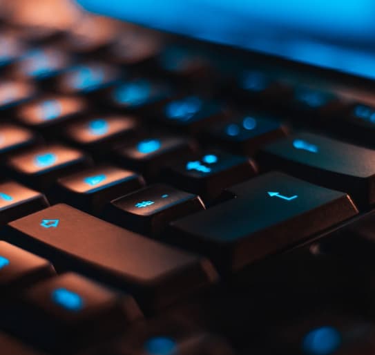 Keyboard with blue lighting